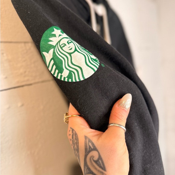 Starbucks Black Zip-Up Hoodie with White Details - Picture 6 of 8